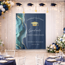 Tapete De Parede Fundo de Gradução Moderno em Ágata Azul e Dourado