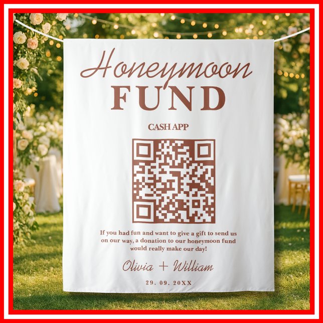 Tapete De Parede Fundo de Lua de Mel Casamento Laranja Queimado QR  (Criador carregado)