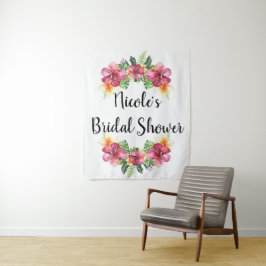 Tapete De Parede Fundo de Luau Botânico de Hibisco Floral Tropical