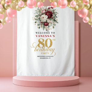 Tapete De Parede Fundo de Luxo Floral Dourado para 80º Aniversário