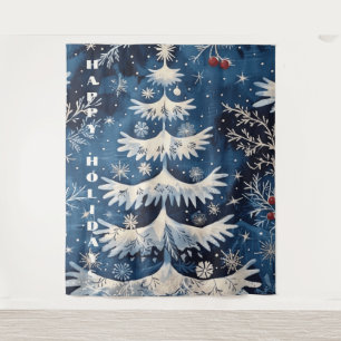 Tapete De Parede Fundo de Natal Branco Azul