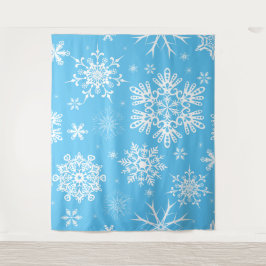 Tapete De Parede Fundo de Natal com padrão de floco de neve azul ce