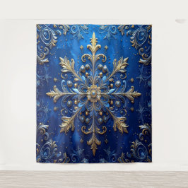 Tapete De Parede Fundo de Natal Dourado Azul Decorativo