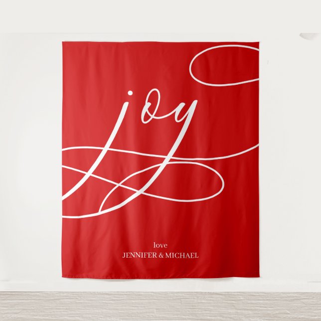 Tapete De Parede Fundo de Natal Script Minimal Joy (Frente)