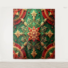 Tapete De Parede Fundo de Natal Verde Vermelho Decorativo