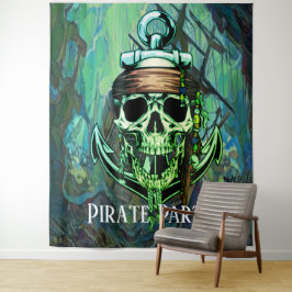 Tapete De Parede Fundo de Navio da Festa Pirata Caveira 