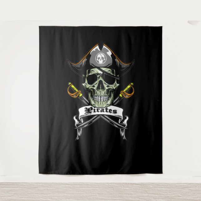 Tapete De Parede Fundo de Ossos de Caveira de Pirata (Frente)