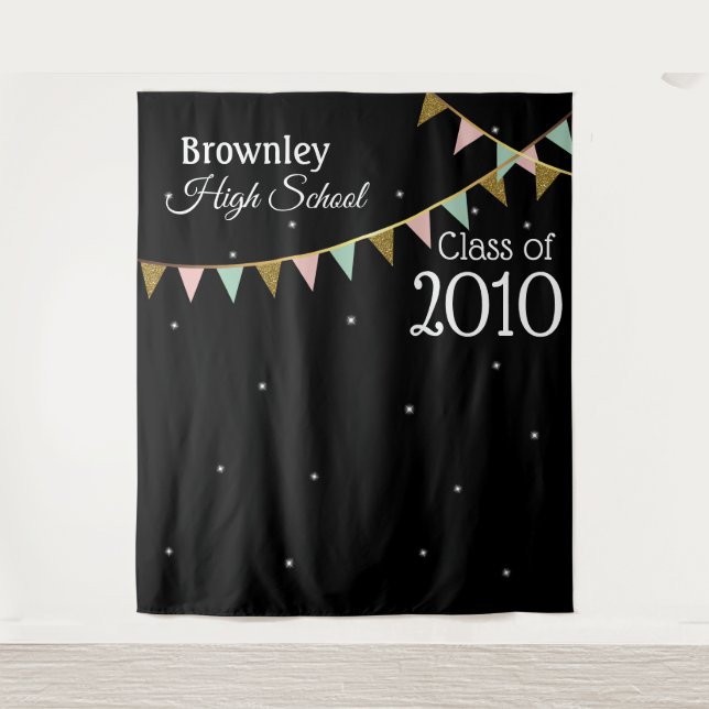 Tapete De Parede Fundo de pano de fotobooth de reunião de escola (Frente)