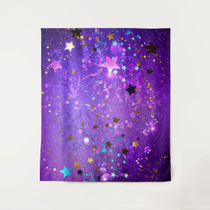 Tapete De Parede Fundo de papel alumínio roxo com estrelas
