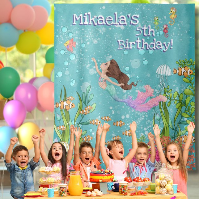 Tapete De Parede Fundo de parede de sereia morena rosa sob o mar (Criador carregado)