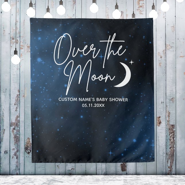 Tapete De Parede Fundo de parede Over The Moon Baby Shower Neutro (Over The Moon Backdrop Wall Baby Shower Neutral
)