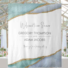 Tapete De Parede Fundo do chá de cor aquática moderna de trim ouro