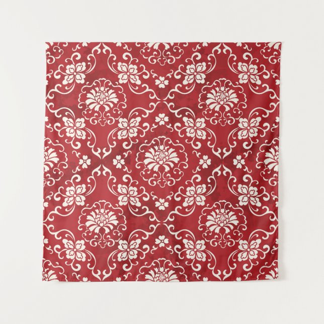 Tapete De Parede Fundo espiral chinês vermelho. (Frente)