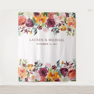 Tapete De Parede Fundo Floral Bege Borgonha   Adereço para Cabine d