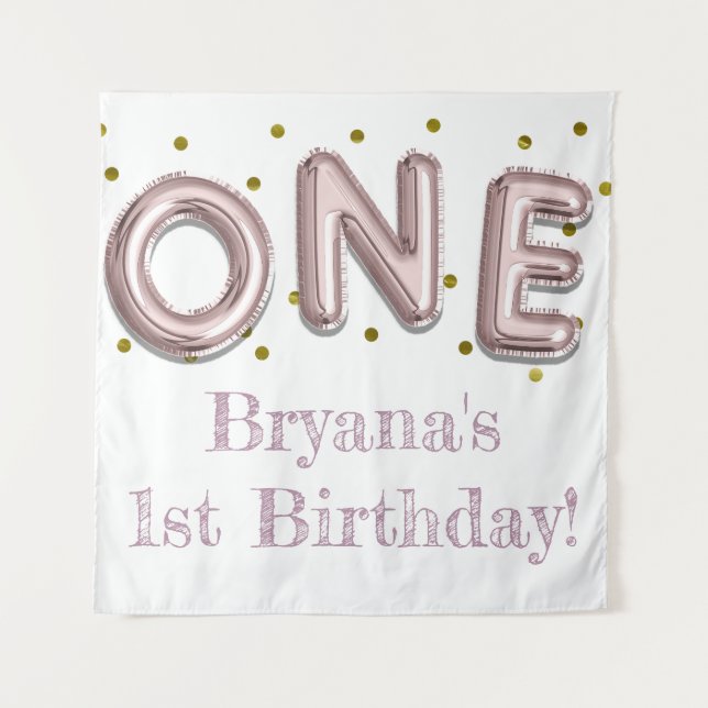 Tapete De Parede Fundo Fotográfico de Festa Rosa e Dourado com Balã (Frente)