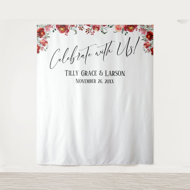 Tapete De Parede Fundo Fotográfico de Flores Vermelhas Celebre Cono (Frente)