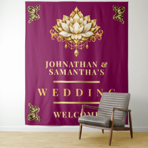 Tapete De Parede Fundo fotográfico para casamento indiano Lótus Mag