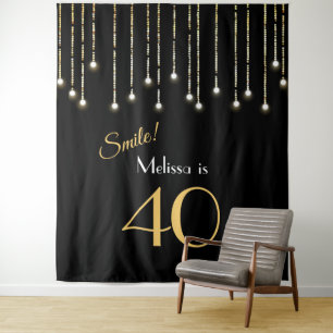 Tapete De Parede Fundo Fotográfico Preto Dourado Aniversário de 40