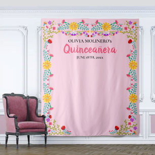 Tapete De Parede Fundo Fotográfico Rosa para Festa de Quinze Anos M
