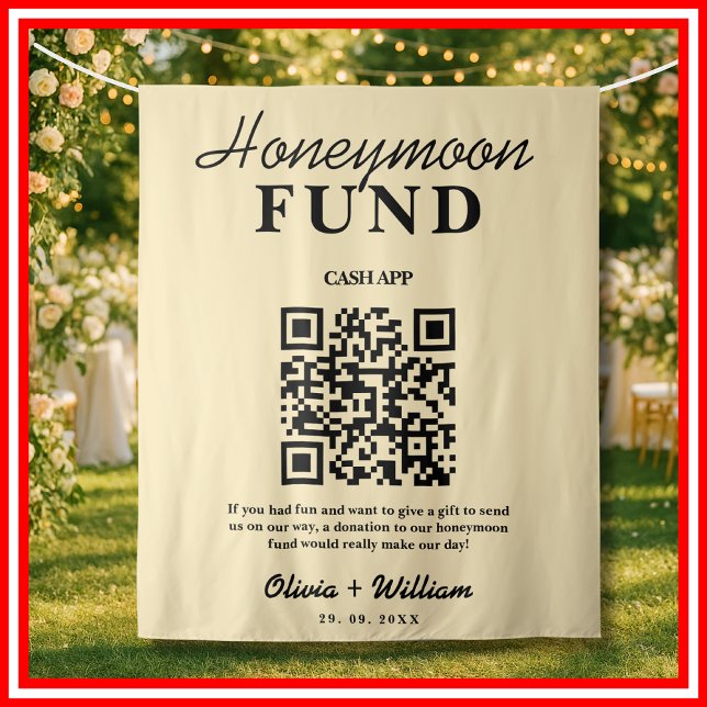 Tapete De Parede Fundo Honeymoon Casamento QR Manteiga Amarelo Fund (Criador carregado)