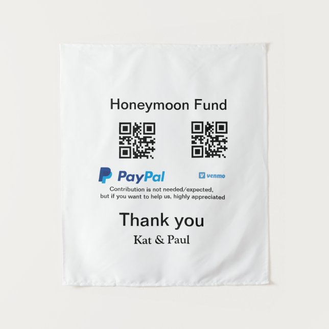 Tapete De Parede Fundo Honeymoon PayPal Venmo obrigado de código QR (Frente)