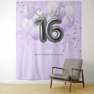 Tapete De Parede Fundo Lavanda dos Balões de 16 Dias de Prata Doce