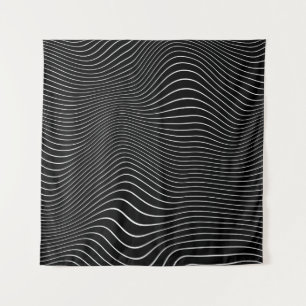 Tapete De Parede Fundo Linear Psicodélico Preto e Branco