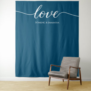 Tapete De Parede Fundo Minimalista Azul de Casamento de Amor Elegan