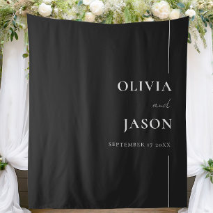Tapete De Parede Fundo Moderno Minimalista de Casamento Negro e Bra