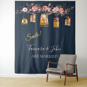 Tapete De Parede Fundo para cabine de fotos Elegant Navy Coral Smil