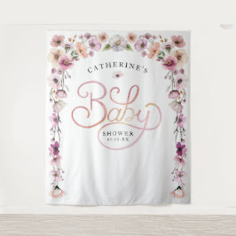 Tapete De Parede Fundo para Chá de Bebê de Flor Silvestre Elegante 