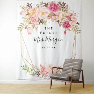 Tapete De Parede Fundo para Chá de Noiva da Sra Futuro Floral Rústi