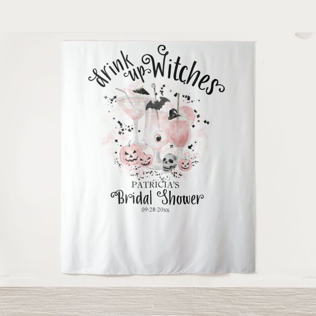 Tapete De Parede Fundo para Chá de Noiva das Bruxas do Halloween pa (Frente)