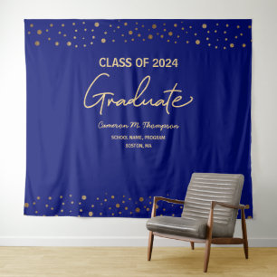 Tapete De Parede Fundo para Fotos da Turma de 2024 Blue Gold Gradua