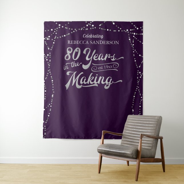 Tapete De Parede Fundo para Fotos de Aniversário de 80 Anos Roxo Pr (In Situ)