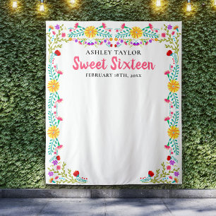 Tapete De Parede Fundo para Fotos de Sweet Sixteen Flores Mexicanas