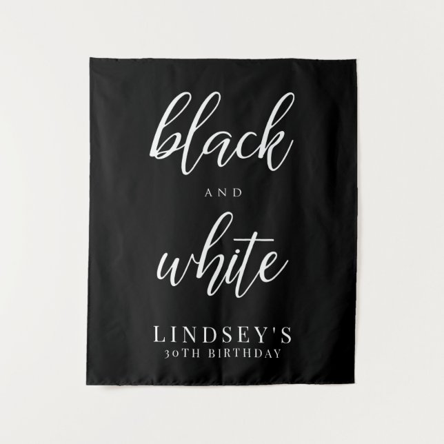 Tapete De Parede Fundo para Fotos, Festa Preto e Branco (Frente)