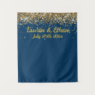 Tapete De Parede Fundo Personalizado Azul Naval Dourado Brilho Casa