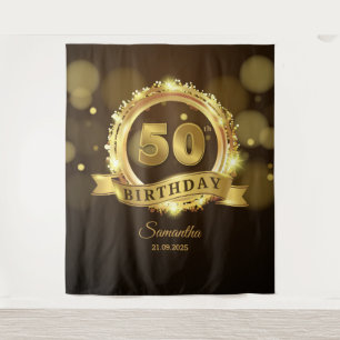 Tapete De Parede Fundo personalizado dourado e preto para 50º anive