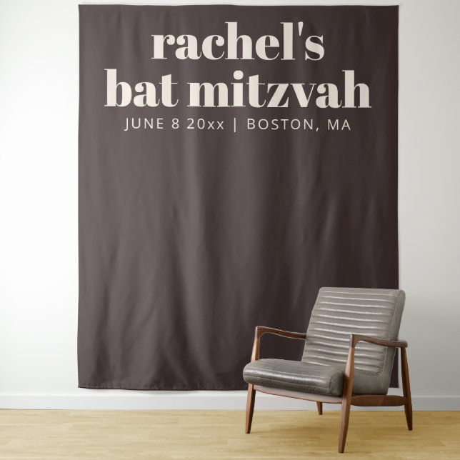Tapete De Parede Fundo Personalizado Moderno para Bat Mitzvah Marro (In Situ)