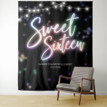 Fundo Preto com Neon Colorido para Aniversário de 