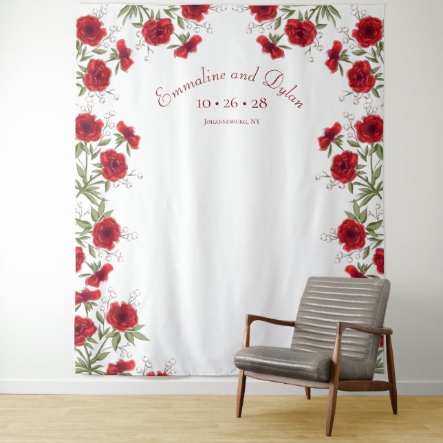 Tapete De Parede Fundo Romântico de Casamento com Rosa Vermelha par (In Situ)