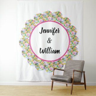 Tapete De Parede Fundo Romântico de Casamento Floral Rosa