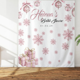 Tapete De Parede Fundo Rosa Floco de Neve Chá de panela de invern