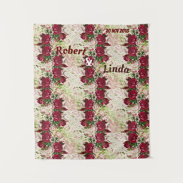 Tapete De Parede Fundo Rustic Burgundy Maroon Rosa de Casamento (Frente)