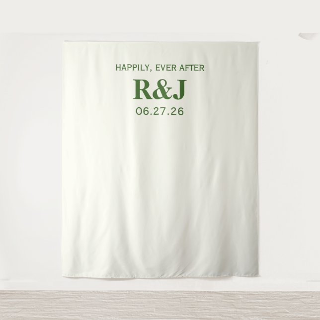 Tapete De Parede Fundo Simples de Monograma de Casamento Moderno (Frente)