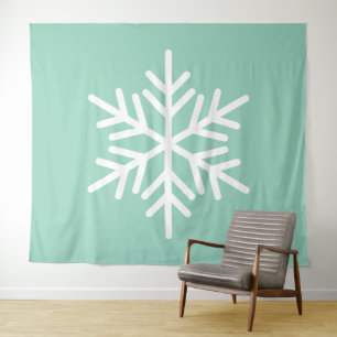 Tapete De Parede Fundo Teal Verde-Menta Claro Floco de Neve Nórdico