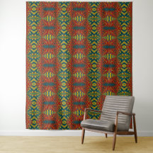 Fundo Tribal Vintage Geométrico Azul Vermelho Amar