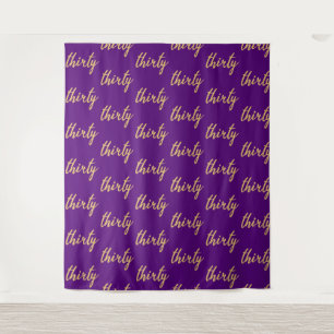 Tapete De Parede Fundo "Trinta" Aniversário de 30 anos Dourado Roxo
