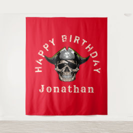 Tapete De Parede Fundo vermelho da caveira pirata